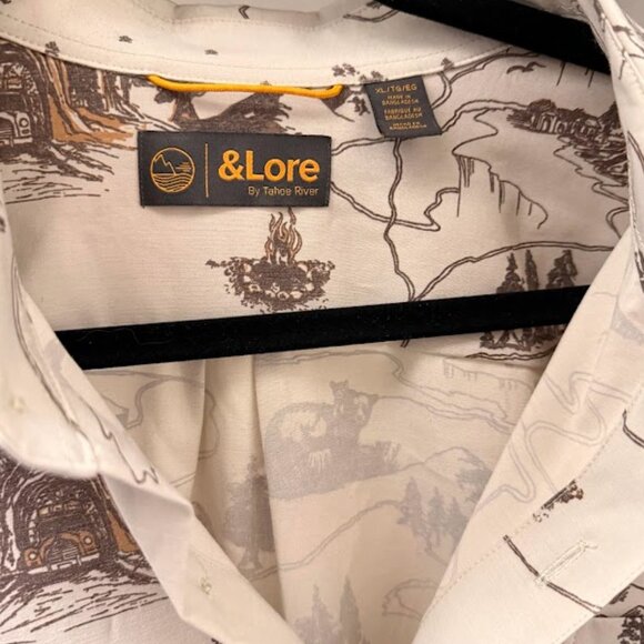 &Lore by Tahoe River Co. "The Explorer" Map Print Button Down - Size XL - Picture 3 of 4